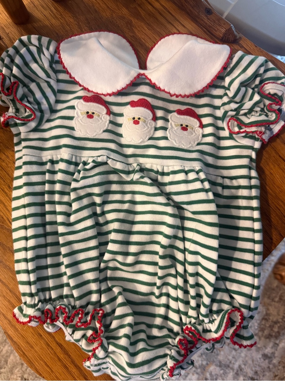 Festive Green Stripe Santa Baby One-Piece